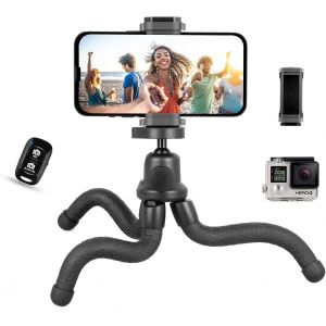 MDY-Trépied de téléphone Portable, en Silicone Mini trépied pour Smartphone et Appareil Photo, Support de téléphone Portable antidérapant avec télécommande Bluetooth pour Voyager - Neuf