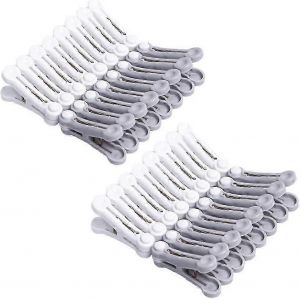 32 pièces épingles à linge en plastique Pinces à linge avec tampon en caoutchouc Pinces à linge souples et adhérentes Pinces de suspension pour séchoir à vêtements extérieur intérieur,blanc et - Neuf