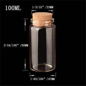 Tianyi-6pcs Bouteille En Verre Transparent Avec Bouchon En Liège, Capacité 100 Ml, Diamètre Extérieur 47 Mm (6, 100ml) - Neuf