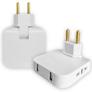 2X Multiprise Plate Derriere Meuble avec 2 Multiprise USB et 2 Prise Plate avec Adaptateur EU-US | Prise avec Connexion Pivotante 180&ordm; | Prise Multiple 10A/250V | Multiprise Extra Plate | Prise USB - Neuf
