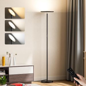 Ulteronixshop-Lampadaire Sur Pied Salon Led, 36w Lampadaire Moderne, Dimmable Lampe Avec T&eacute;l&eacute;commande Et Contr&ocirc;le Tactile, Minuterie 1-Heure, Industriel Pour Salon, Chambre Et Bureau(Noir) - Neuf