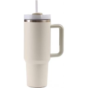 Kalanka-40oz (1180 Ml) Mug Isotherme Gobelet De Voyage 304 Acier Inoxydable Caf&iquest;&iquest; Tasse Avec Poign&iquest;&iquest;E & Paille Sans Bpa Double Isol&iquest;&iquest;E Chaud Et Froid Beige - Neuf
