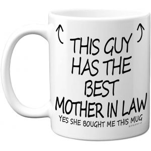 Eryi-Mug En Céramique Avec Inscription « This Guy Has The Best Mother In Law » - 325 Ml - Passe Au Lave-Vaisselle - Cadeau Pour Beau-Fils Pour Anniversaire, Noël, Secret Santa, Tasse - Fabriqué Au - Neuf