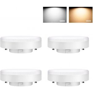 Kal-Ampoule Led Gx53 9w 6500k, Remplace Une Lampe Halogène 61w, Spot Encastrable Led Gx53 Pour Éclairage D'armoire, 120°, 820lm, Ac 220v, Non-Dimmable, Blanc Chaud, Lot De 4 - Neuf