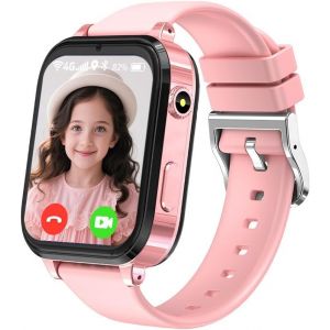 Chenquansarl-Montre Connectée Enfant Gps - Montre Enfant Garçon/Fille 4g Avec Appels Vidéo, Appel Vocal, Localisation En Temps Réel, Sos Urgence, Jeux, Podomètre, Musique Et Caméra (Rose) - Neuf