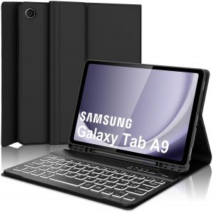 Chenquansarl-Clavier Pour Samsung Tab A9 8.7"",Coque Avec Clavier Taba9 2023,Étui Avec Aimants Rétroéclairés Amovible Bluetooth Keyboard Pour Samsung A9 8,7 Pouces,Italien,Usb C,Noir - Neuf