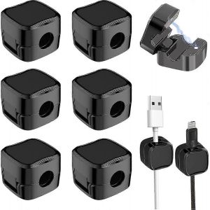 6PCS pinces de c&acirc;ble magn&eacute;tiques Organisateur de c&acirc;ble magn&eacute;tique Organisateur de cordon Support pour bureau &agrave; domicile T&eacute;l&eacute;phone de bureau Voiture C&acirc;ble magn&eacute;tique bien rang&eacute; Pinces de c&acirc;ble de burea - Neuf