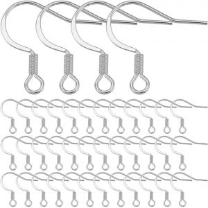 Kal-1 Boîte De 100 Crochets De Boucles D'oreilles En Acier Inoxydable, Résultats De Boucles D'oreilles Hypoallergéniques, Ton Argent En Vrac, Crochets De Boucles D'oreilles Français Avec Boucle - Neuf