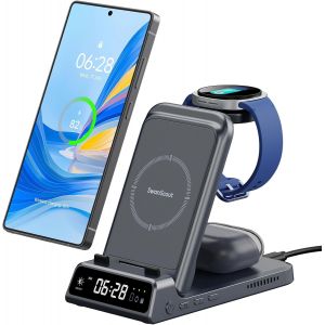 KALANKA-Chargeur Induction pour Samsung S25/Watch 8/8 Classic, Station de Charge pour Samsung S24/S23/Fold 6, 3 en 1 Chargeur sans Fil pour Galaxy Watch Ultra/7/6/5, Galaxy Buds, 703S (No Adapter) - Neuf