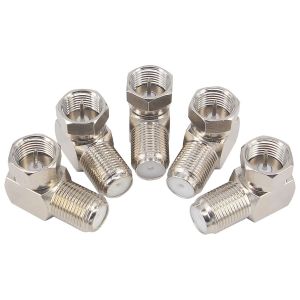 5PCS Adaptateur Coaxial F Angle Droit Connecteur F Coaxial 90 Degr&eacute;s Connecteur Antenne TV Prise F M&acirc;le &agrave; Femelle Adaptateur Satellite RG6 Fiche F pour Satellite SKY Virgin, T&eacute;l&eacute;viseurs Muraux - Neuf