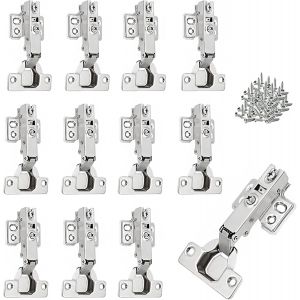 Charniere Porte Placard, 12 Pi&egrave;ces Charnieres Porte Placard 110 Degr&eacute; Compl&egrave;tement, Soft Close Charnieres avec Amortisseur Hydraulique, Charniere Porte Cuisine avec Vis, Pour Armoires de Cuisine - Neuf