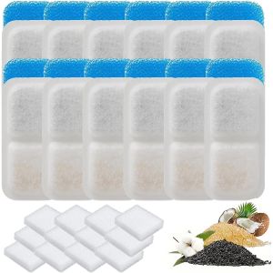 Kalanka-Lot De 12 Filtres De Rechange Pour Fontaine &Agrave; Eau Pour Chat Pwf-001 2 L, Filtre Pour Fontaine &Agrave; Eau Pour Chat Compatible Pour Oneisall La Fontaine &Agrave; Chat 2 L En Acier Inoxydable - Neuf