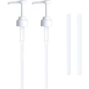 KAL-Lot De 2 Pompe Doseuse Bidon 5 Litres Bouteille Pompe Vide, Réutilisables Flacon Pompe Vide Plastique Remplacement De 38 Cm Pour Contenants D'Assaisonnement De Liquide De Salle De Bain(Blanc) - Neuf