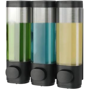 KAL-Distributeur De Savon Mural Pour Salle De Bain - 3 Chambres, 300 Ml X 3 Pièces, Noir - Simple Humain - Pour Gel Douche, Shampooing, Après-Shampoing - Neuf