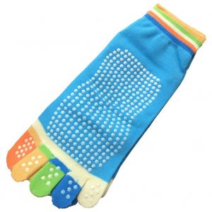 Lot De 2 Chaussettes Colorees Antiderapantes En Coton Pour Le Yoga, La Danse Et Les Pieds (Bleues) - Neuf