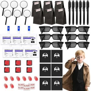 lbgwp60-Lot De 48 Jouets Pour Anniversaire D'Enfant Avec Lunettes D'Agent, Stylo Secret, Carnet, Loupe, Empreintes Digitales, Carte De Détective - Neuf