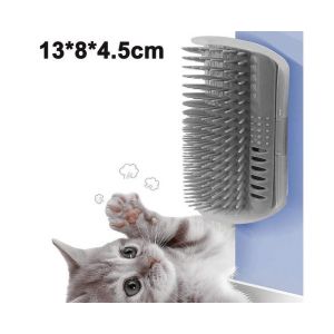 Brosse Auto-Nettoyante Pour Chat - Grattoir D'angle Pour Chats, Plastique Souple Et Durable, Installation Facile, Collecteur De Poils, Design À 90°, Bleu/Noir/Gris - Neuf