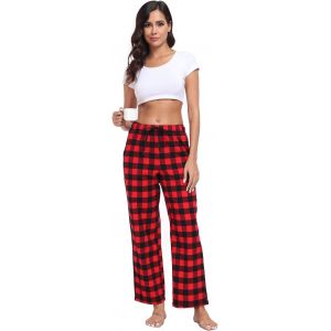 Bas De Pyjama Femme 100% Coton &Agrave; Carreaux Pantalon Doux Long Confortable D&eacute;tente V&ecirc;tements De Nuit Loisirs Hiver S-Xxl - Neuf