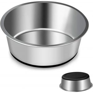 Cmws-Gamelles Pour Chien En Acier Inoxydable &Eacute;pais, Grande Gamelle Pour Chien Avec Bases En Silicone Antid&eacute;rapant, 2500 Ml - Neuf