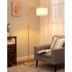 Nouvelhorizonstore-Lampadaire Dor&iquest;&iquest; Salon, Lampe &iquest;&iquest; Arc Abat-Jour En Lin Beige, Ampoule Fournie, 161 Cm- R&iquest;&iquest;Glable Pour Chambre, Chambre D'enfant, Douille E27, Dor&iquest;&iquest; - Neuf