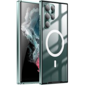 SJZG-Hercn Metal Protective Case For Samsung Galaxy S22 Ultra 5G ; Ring Magsafe Magnet - Wireless Charging - Aviation Aluminum Metal Protective Bumper Designed - Built-In Camera Lens Film - Slim (Gre - Neuf