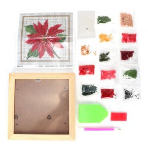 Peinture Diamant Carree Pouvant Etre Encadree (Poinsettia) - Neuf