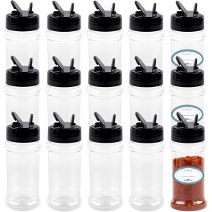 Lot De 14 Pots À Épices En Plastique Transparent De 85 Ml Avec Couvercles Et Étiquettes, Bouteilles À Épices Vides, Contenants En Plastique Pour Conserver Épices, Herbes, Poudres, Sel Et Poivre. - Neuf