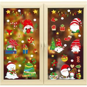No&euml;l Autocollants, 9 Feuilles 73 Pcs Stickers Noel Fenetre , Mignon Decoration Noel, Double Face Electrostatique Pvc Autocollant Fenetre Pour Porte, Vitrine, Verre - Neuf