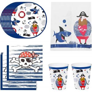 Sjzg-Pirate D&eacute;coration Anniversaire Vaisselle Jetable Anniversaire Assiettes En Papier Vaisselle Jetable Decoration, Assiettes, Serviettes, Nappe, Assiettes De F&ecirc;te De Anniversaire - Neuf
