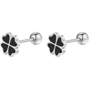 Kalanka-Boucles D'oreilles À Tige En Argent Sterling 925 Massif Pour Femmes Et Filles - Petites Feuilles Noires - Fermoir À Vis - Neuf