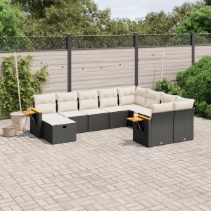 Prolenta Premium - Salon De Jardin 10 Pcs Avec Coussins Noir R&eacute;sine Tress&eacute;e - Neuf