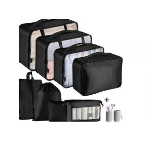 Ensemble de 8 sacs de rangement de voyage avec gobelet pour brosse &agrave; dents - Organisez v&ecirc;tements, chaussures et accessoires - Neuf