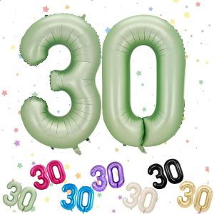 Ballons Anniversaire 30 Vert Sauge, Foil Ballon Num&eacute;ro Chiffre 30, 101Cm Vert H&eacute;lium Ballon 30. Anniversaire, D&eacute;coration Ballons 30 Ans Pour Homme Femme Anniversaires F&ecirc;te Deco, Gonflable H&eacute;lium - Neuf