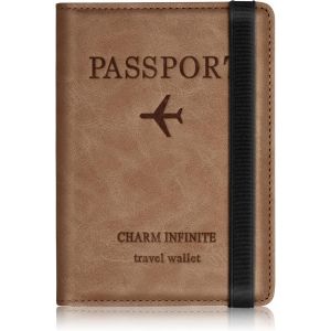 TRAHOO-Protege Passeport Francais, Protege Passeport mit RFID-Blocker, Pochette Passeport Cuir Artificiel,Voyage Accessoires Passeport &eacute;Tui,Carte de Cr&eacute;Dit, Carte Bancaire, Argent, Passport Cover - Neuf
