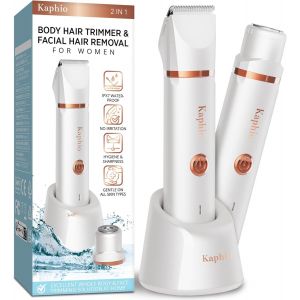 Oayew-Tondeuse Femme Intime Rechargeable: 2 En 1 Ipx7 &Eacute;tanche Tondeuse Bikini Femme And Epilateur Visage Femme Pour L'&eacute;pilation Du Bikini Des Aisselles Des Jambes Des Bras Et Du Visage (Blanc Perle) - Neuf