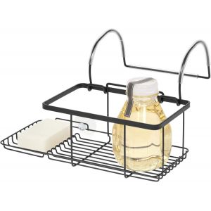 iDesign - Rangement de Salle de Bain sans per&ccedil;age - Petit Plateau de Bain en m&eacute;tal &agrave; Suspendre - pour Savon, cosm&eacute;tiques, Livres, Tablette et t&eacute;l&eacute;phone - Noir Mat - 30,7 x 26 x 17 cm - Neuf