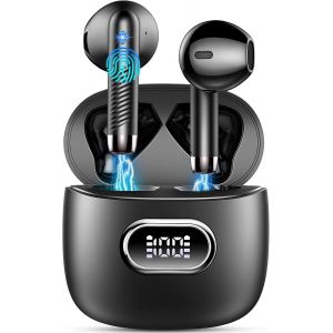 KALANKA-Ecouteurs Bluetooth sans Fil, 2024 &Eacute;couteurs Bluetooth 5.3 avec 4 ENC R&eacute;duction de Bruit Mic 42H &Eacute;couteurs sans Fil HiFi St&eacute;r&eacute;o Basses Oreillette Bluetooth &Eacute;cran LED Casque Bluetooth Sport IP - Neuf