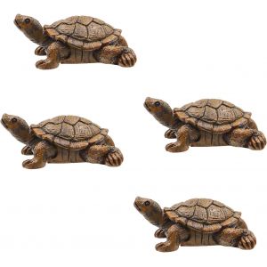 MEVRONISSHOP-4 Pi&egrave;ces Tortue Decoration 7x5.6 cm Statue de Tortue Figurine de Tortue Terrestre Tortu&eacute; Bo&icirc;te Statue Deco Jardin Exterieur pour Petits Paysages Vase Terrarium Balcon Bonsa&iuml; D&eacute;corations - Neuf