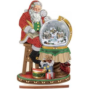 Ayuhr-Père Noël Diamond Painting Ornement Sur Socle Diamant Painting Ornement De Table Broderie Diamant Ornement De Bureau Peinture Diamant Décoration De Table Canevas Diamant Special Shaped Noël - Neuf