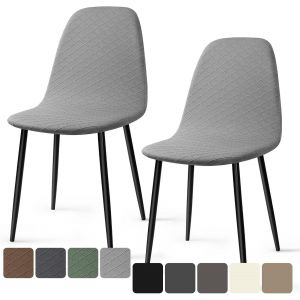 Eryi-Housses Chaise De Salle À Manger Scandinave 2 Pieces Moderne Jacquard Housse De Chaise Extensible Couverture De Chaise Housse Chaise Pour Décoration Salon Cuisine Hôtel (Gris Clair, 2 Pieces)-Kl - Neuf