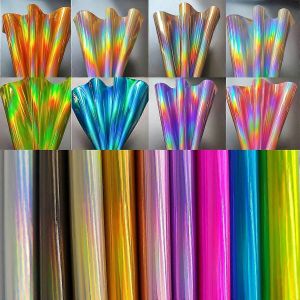 20 * 120cm Rouleau Hologramme Irisé Arc-En-Ciel Laser Pu Cuir Tissu Artisanat Tissu Diy Fait À La Main Changement De Couleur - Neuf
