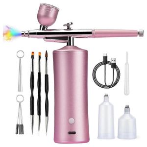 Kit d'aérographe avec compresseur,20-30PSI AirBrush,rose - Neuf
