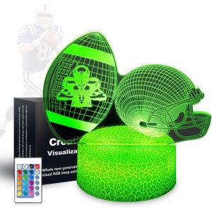 Veilleuse 3d Avec T&eacute;l&eacute;commande Et Touche Intelligente - 16 Couleurs Changeantes - Pour No&euml;l, La Saint-Valentin, Un Anniversaire Pour Gar&ccedil;ons Et Filles (Football-Qk-Yg) - Neuf