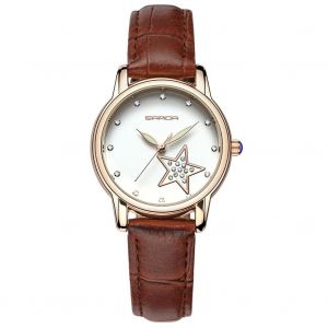 Sanda Mode Cadran Rond Femmes Montres Luxe En Cuir Dames Robe Montre (Caf&eacute;) - Neuf