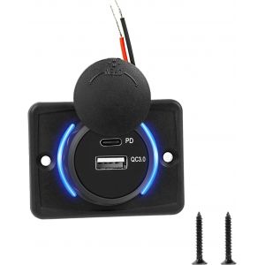 LORANKA-Chargeur usb 12V PD&QC3.0 Camping Car Prise USB C Voiture Bus Bateau (1 Pi&egrave;ce) - Neuf