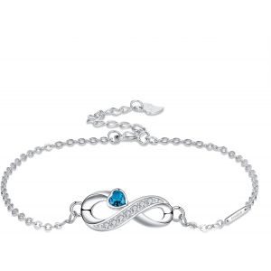 Eryi-Bracelet Infini Femme En Argent Sterling 925 Avec Zircone Coeur Réglable 16+4cm Pour Bijoux Cadeau - Neuf