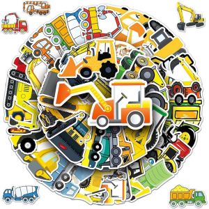100 Pièces Autocollants pour Pelleteuses, Excavatrice Autocollant Enfant, Camion Autocollants, Vinyle pour Véhicule Stickers, pour Enfants Valise Skateboard Guitare Bouteille d'eau Casque etc - Neuf
