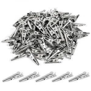 100PCS 106IN / 27Mm Mini Métal Alligator Clips Crocodile Pinces Argent Nickel Plaqué Test Line Pinces à ressort - Neuf
