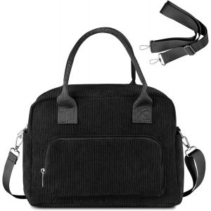 TIANYI-Sac à déjeuner isotherme pour homme et femme en velours côtelé - Grand sac fourre-tout pour le travail, l'école, le pique-nique, les voyages - Noir - Neuf