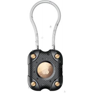 LETNERNY-Support Air Tag Avec C&acirc;ble M&eacute;tallique, Verrouillage S&eacute;curis&eacute;, &Eacute;tanch&eacute;it&eacute; Ipx7, Coque De Protection Rigide &Agrave; 360&deg; Pour Apple Air Tag Pour Porte-Cl&eacute;s, Voiture, Bagage - Neuf